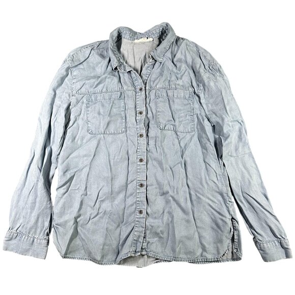 Jane + Delancey Shirt Womens Medium Lyocell Button Up Long Sleeve Pocket Top - Picture 1 of 12